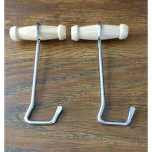 Vtg Pair Wood Handle Boot Hook Pulls Equestrian Riding Set of 2